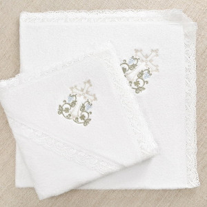 Крестильный набор Владимир с кружевным полотенцем