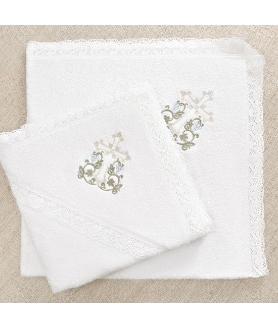 Крестильный набор Владимир с кружевным полотенцем