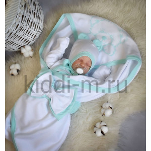 Летний комплект на выписку Picolita Лайт-Мишка белый-мята