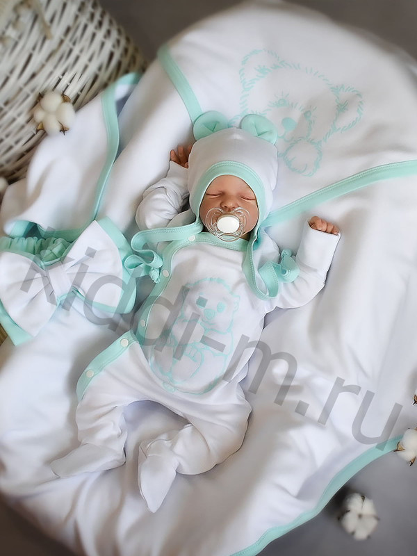 Летний комплект Picolita Лайт-Мишка белый-мята