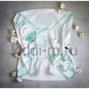 Летний комплект на выписку Picolita Лайт-Мишка белый-мята