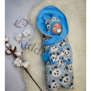 Летний комплект на выписку Picolita Лайт-Панда голубой