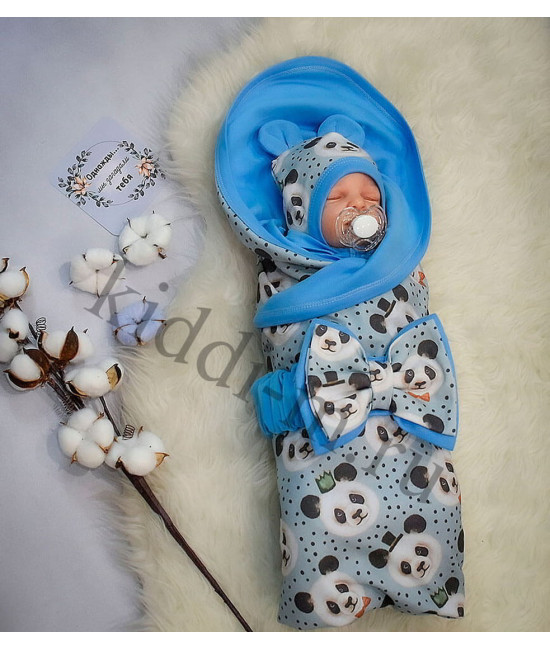Летний комплект на выписку Picolita Лайт-Панда голубой