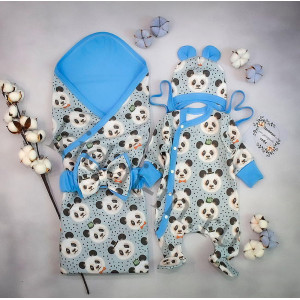 Летний комплект на выписку Picolita Лайт-Панда голубой