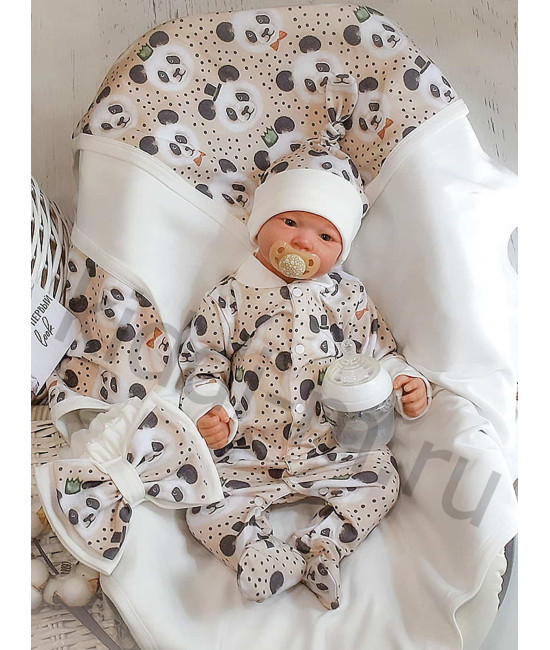 Летний комплект на выписку Picolita Лайт-Панда бежевый