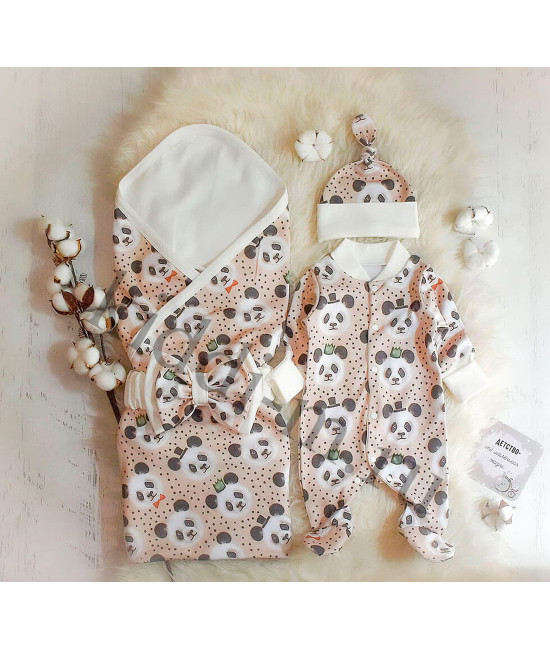 Летний комплект на выписку Picolita Лайт-Панда бежевый