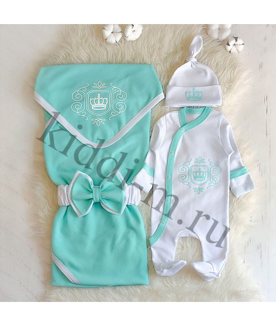 Летний комплект на выписку Picolita Лайт-Роскошь ментол-белый