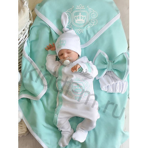 Летний комплект на выписку Picolita Лайт-Роскошь ментол-белый