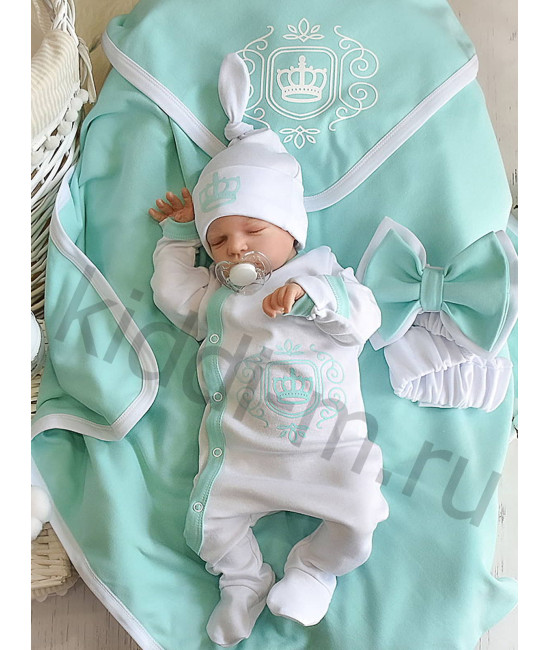 Летний комплект на выписку Picolita Лайт-Роскошь ментол-белый