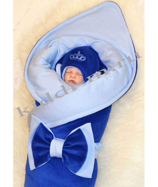 Комплект на выписку для новорожденного Picolita Роскошь синий-голубой