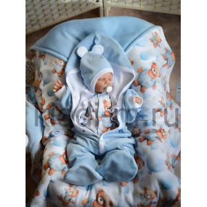 Комплект на выписку для новорожденного Picolita Лапушка-Мишка голубой