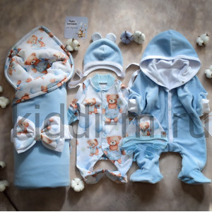 Комплект на выписку для новорожденного Picolita Лапушка-Мишка голубой