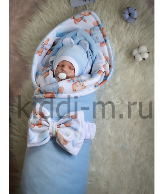 Комплект на выписку для новорожденного Picolita Лапушка-Мишка голубой