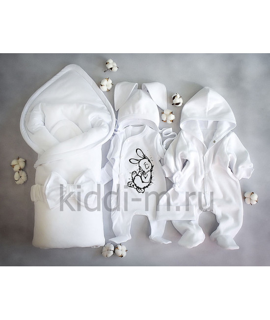 Комплект на выписку для новорожденного Picolita Лапушка-Зайка белый