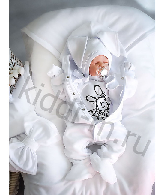 Комплект на выписку для новорожденного Picolita Лапушка-Зайка белый