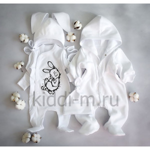 Комплект на выписку для новорожденного Picolita Лапушка-Зайка белый
