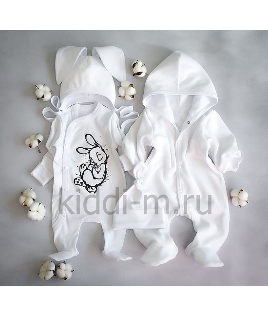 Комплект на выписку для новорожденного Picolita Лапушка-Зайка белый