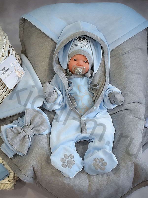 Демисезонный комплект Picolita Лапушка-Зайка голубой-серый