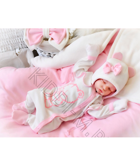 Комплект на выписку для новорожденного Picolita Лапушка-Мишка молочный-розовый