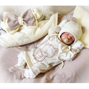 Комплект на выписку Picolita Лапушка-Мишка молочный-бежевый