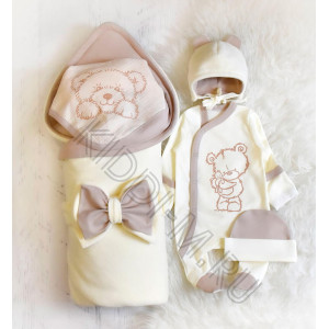 Комплект на выписку Picolita Лапушка-Мишка молочный-бежевый