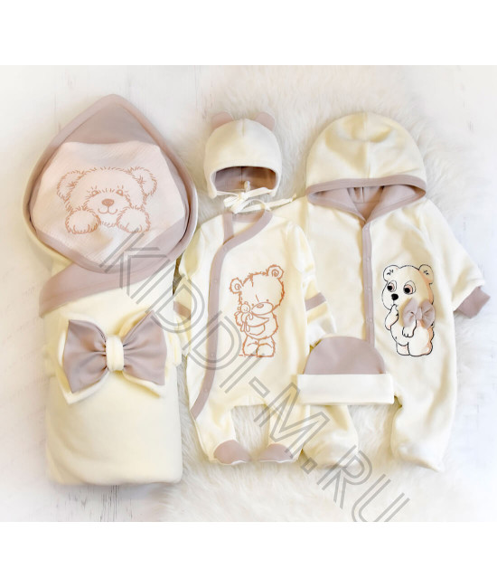 Комплект на выписку Picolita Лапушка-Мишка молочный-бежевый