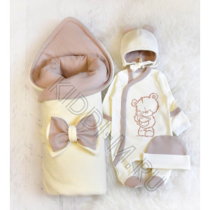 Комплект на выписку Picolita Лапушка-Мишка молочный-бежевый