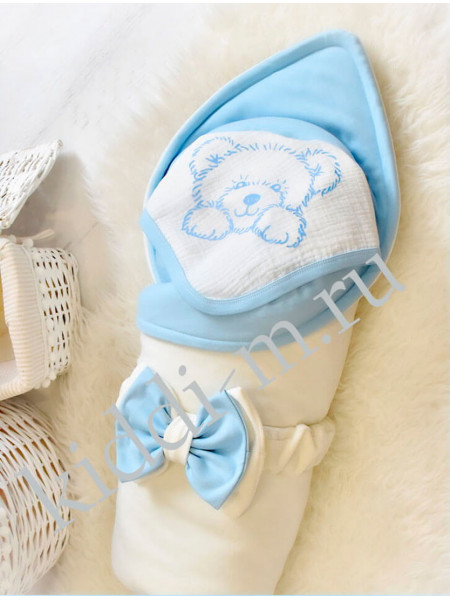 Комплект на выписку для новорожденного Picolita Лапушка-Мишка молочный-голубой