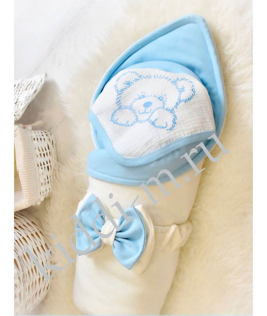 Комплект на выписку для новорожденного Picolita Лапушка-Мишка молочный-голубой