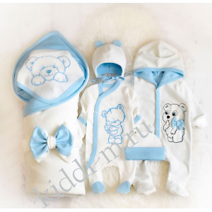 Комплект на выписку для новорожденного Picolita Лапушка-Мишка молочный-голубой