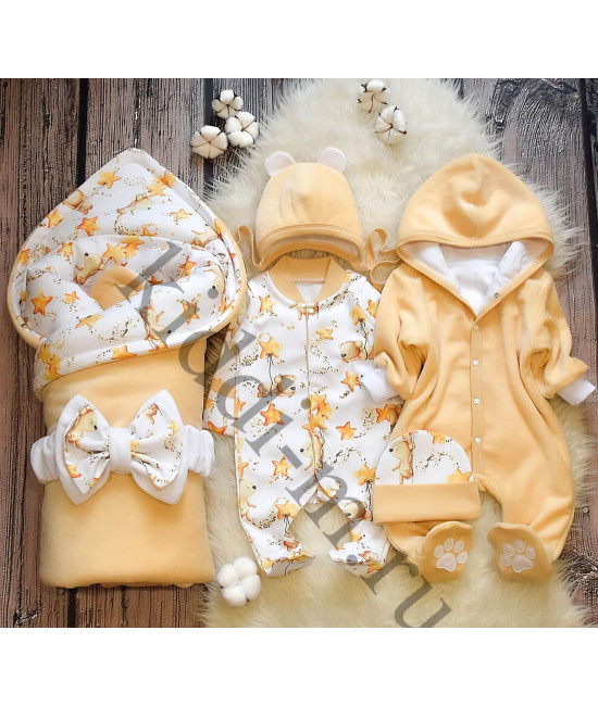 Комплект на выписку для новорожденного Picolita Лапушка-Мишка песочный