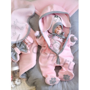 Комплект на выписку для новорожденного Picolita Лапушка-Зайка розовый-серый