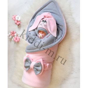 Комплект на выписку для новорожденного Picolita Лапушка-Зайка розовый-серый