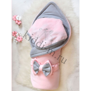 Комплект на выписку для новорожденного Picolita Лапушка-Зайка розовый-серый