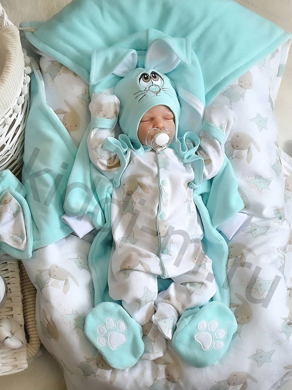 Демисезонный комплект Picolita Лапушка-Зайка бирюза-молочный