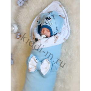 Комплект на выписку для новорожденного Picolita Лапушка-Зайка голубой