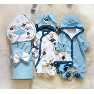 Комплект на выписку для новорожденного Picolita Лапушка-Зайка голубой