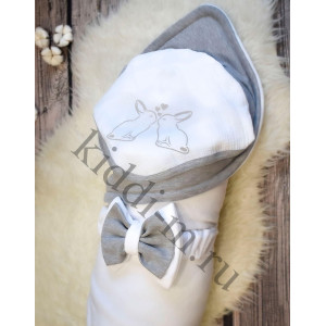 Комплект на выписку для новорожденного Picolita Лапушка-Зайка белый-серый