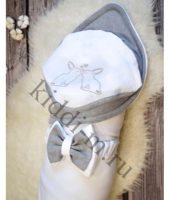 Комплект на выписку для новорожденного Picolita Лапушка-Зайка белый-серый