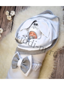 Комплект на выписку для новорожденного Picolita Лапушка-Зайка белый-серый