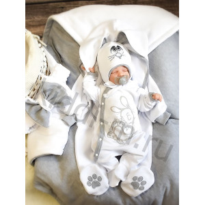 Комплект на выписку для новорожденного Picolita Лапушка-Зайка белый-серый