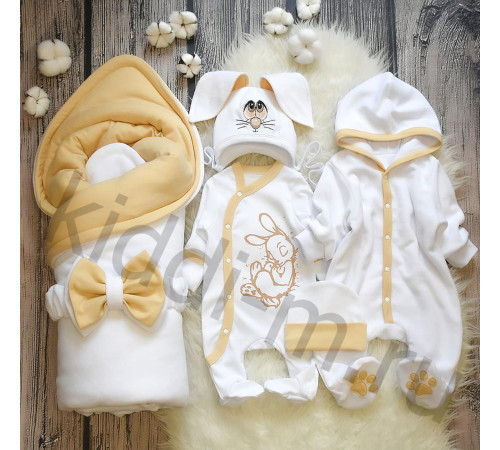 Комплект на выписку для новорожденного Picolita Лапушка-Зайка белый-песочный