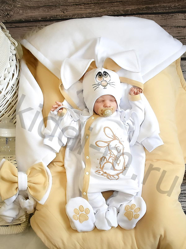 Демисезонный комплект Picolita Лапушка-Зайка белый-песочный