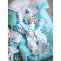 Демисезонный комплект Picolita Лапушка-Зайка белый-бирюза