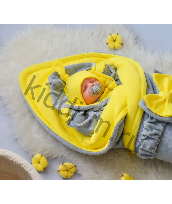 Комплект на выписку Picolita Лапушка-Мишка серый-желтый