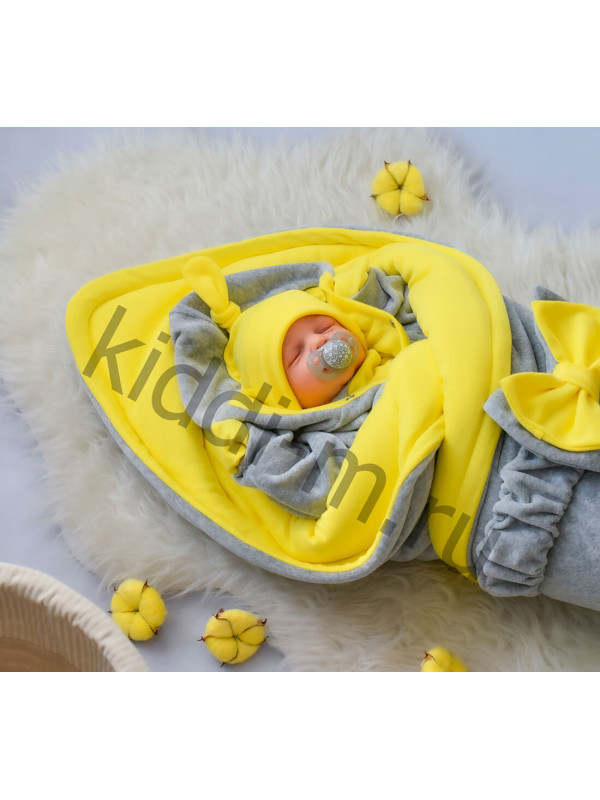 Комплект на выписку Picolita Лапушка-Мишка серый-желтый