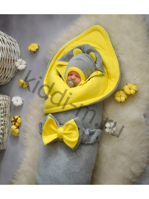 Комплект на выписку Picolita Лапушка-Мишка серый-желтый