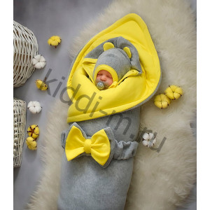 Комплект на выписку Picolita Лапушка-Мишка серый-желтый