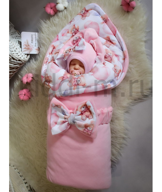 Комплект на выписку Picolita Лапушка-Мишка розовый