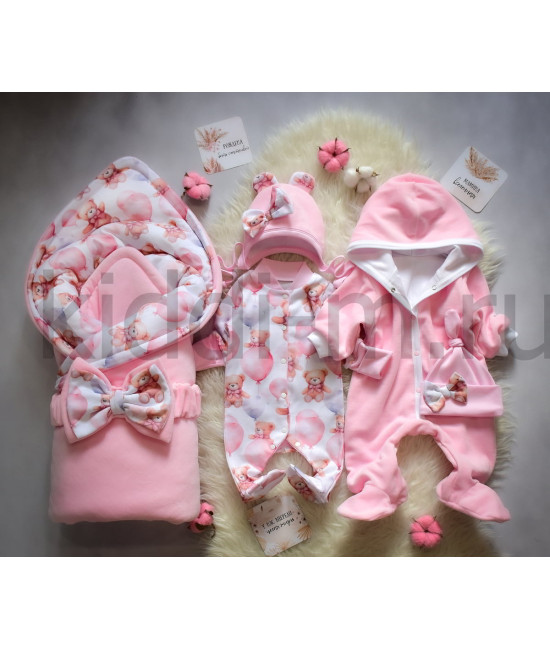 Комплект на выписку Picolita Лапушка-Мишка розовый